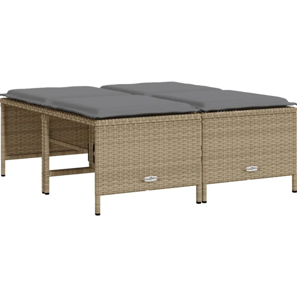 vidaXL 5-delige Loungeset met kussens poly rattan beige, foto 3