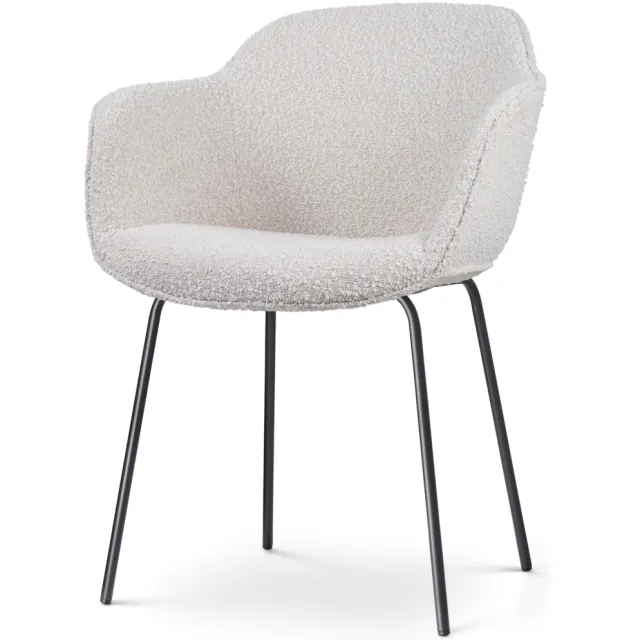 Nolon Nora-Mare eetkamerstoel bouclé beige - zwart onderstel, foto 2