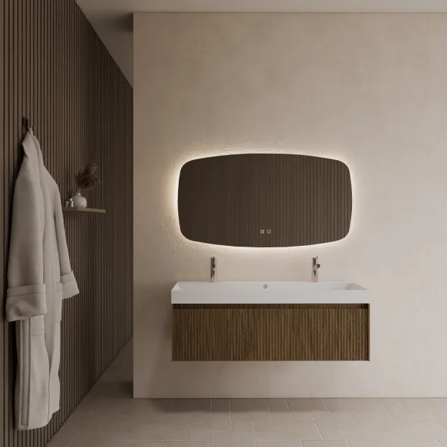 Gliss Design Badkamermeubel Gliss Design Timotheus 140 cm Castle Brown (Keuze Wastafel) Eiken