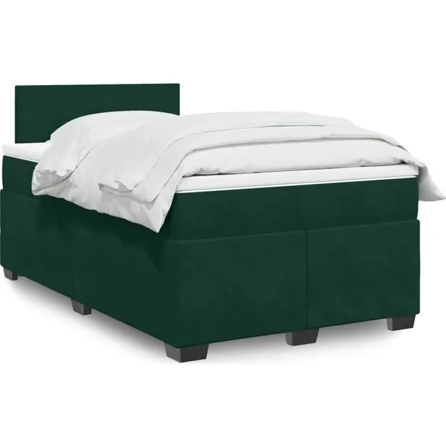vidaXL Boxspring met matras fluweel donkergroen 120x200 cm groen