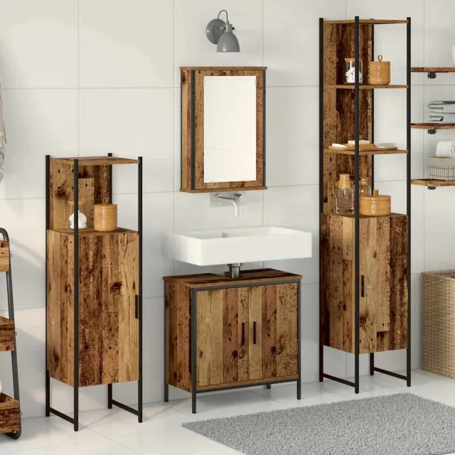 vidaXL Badkamermeubelset 4 st Bruin 33 x 33 x 185,5 cm Bewerkt hout, foto 2
