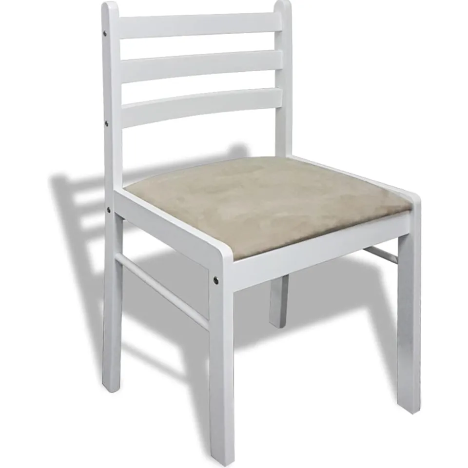 vidaXL Eetkamerstoelen 6 st massief hout en fluweel wit, foto 4
