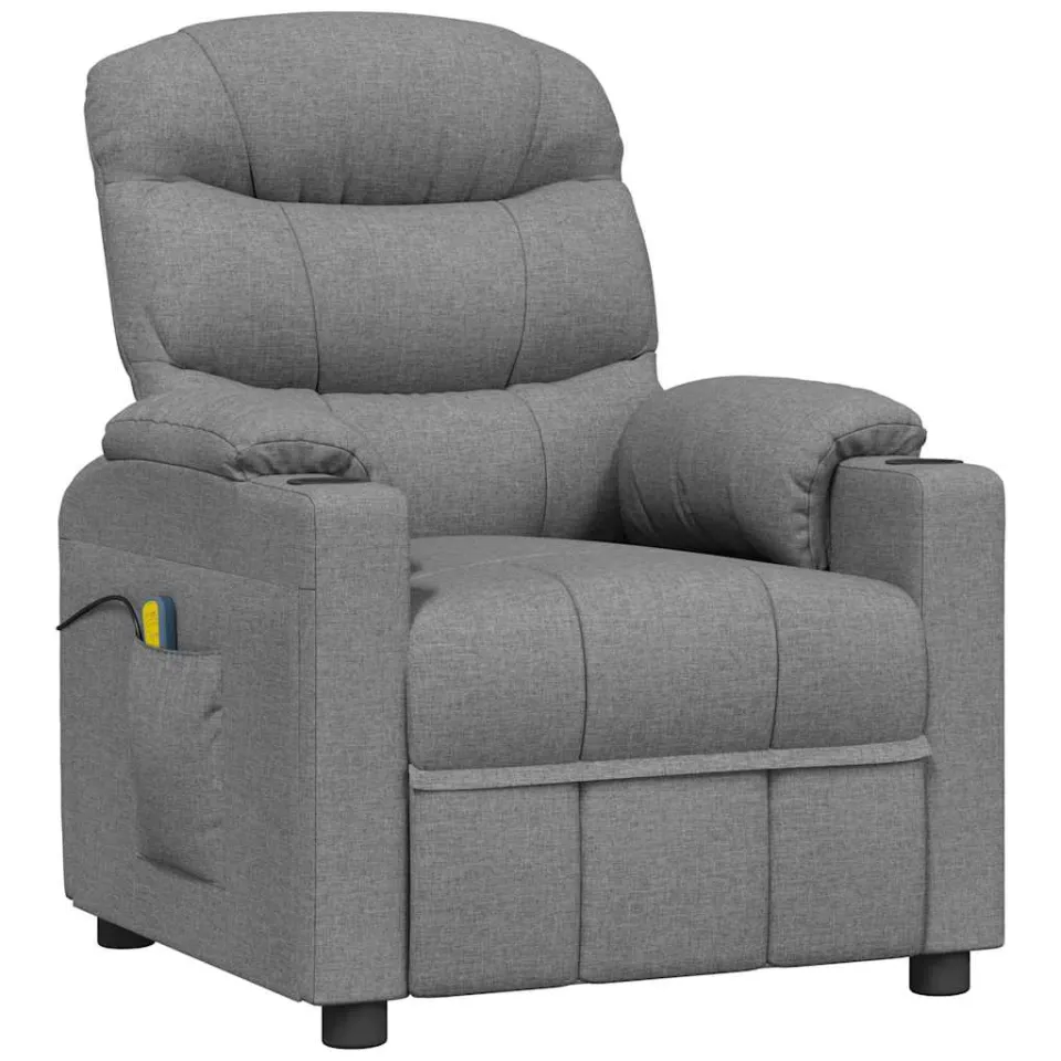 vidaXL Massagestoel stof lichtgrijs grijs, foto 3