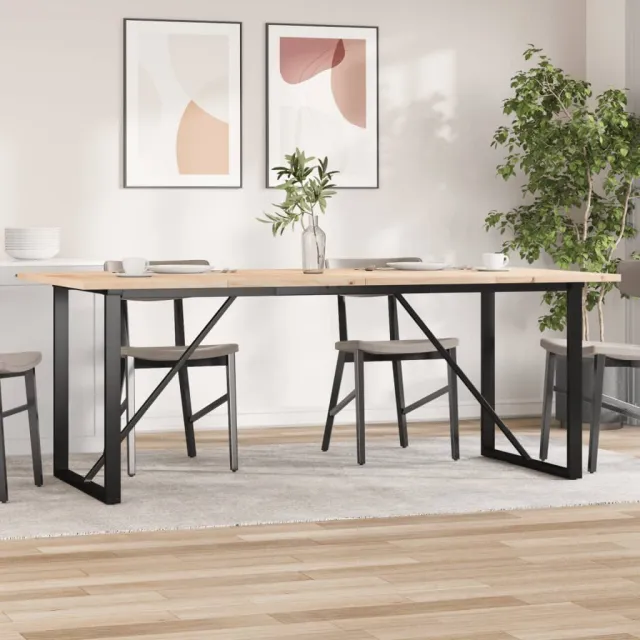 vidaXL Eettafel O-frame 200x100x75,5 cm grenenhout en staal Bruin