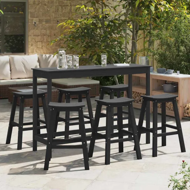 vidaXL Tuin Bar Set 6 st Zwart HDPE