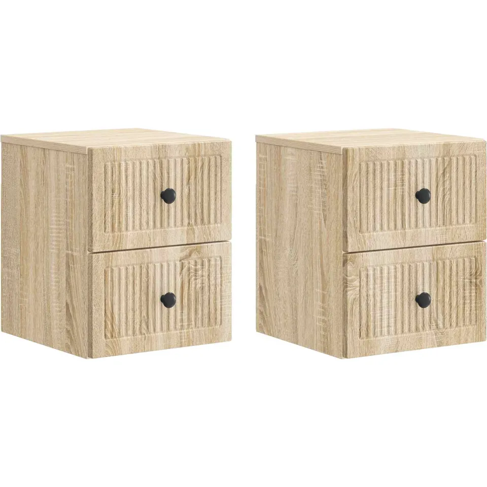 vidaXL Wandbeugel Bedkast 2 st Sonoma Eiken 33 x 34,5 x 40 cm Bruin