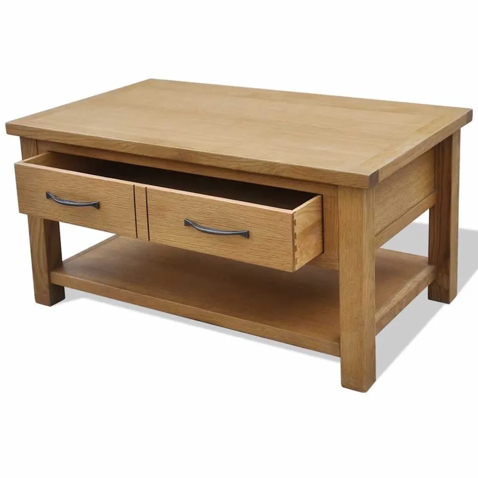 vidaXL Salontafel 88x53x45 cm massief eikenhout, foto 3