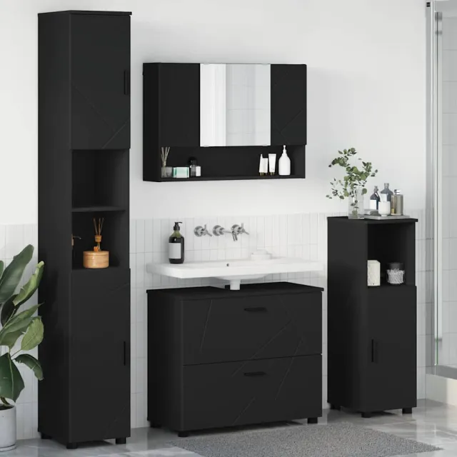 vidaXL Badkamermeubelset 4 st Zwart 35 x 30 x 192 cm