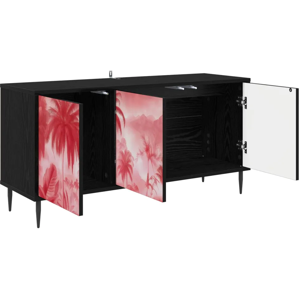 vidaXL Tv-meubel AACHEN 102 x 33 x 51 cm Zwart eiken Bewerkt hout
