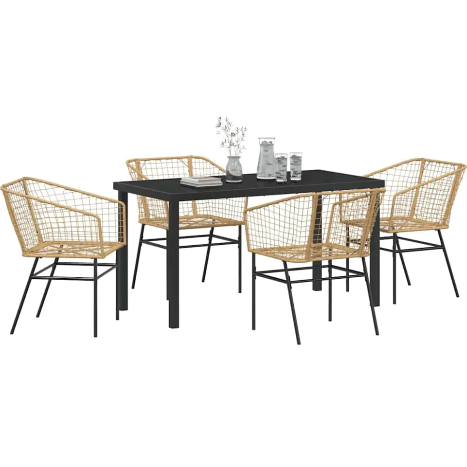 vidaXL Tuin eettafelset 5 st Bruin poly rattan