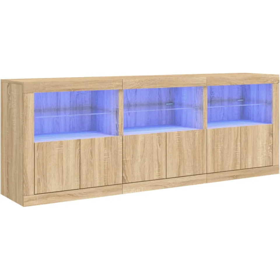 vidaXL Dressoir met LED-verlichting 181,5x37x67 cm sonoma eikenkleurig, foto 3