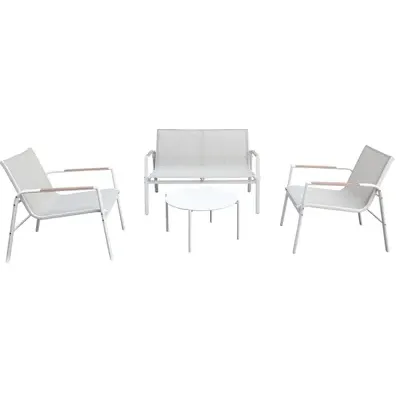 Central Park - Praxis Eigen Merk Central Park Loungeset Argos - Staal/textileen - L 77cm X B 112cm - 4 Personen Wit