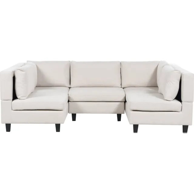Beliani UNSTAD - Modulaire bank - Lichtbeige - 5-zits - Polyester