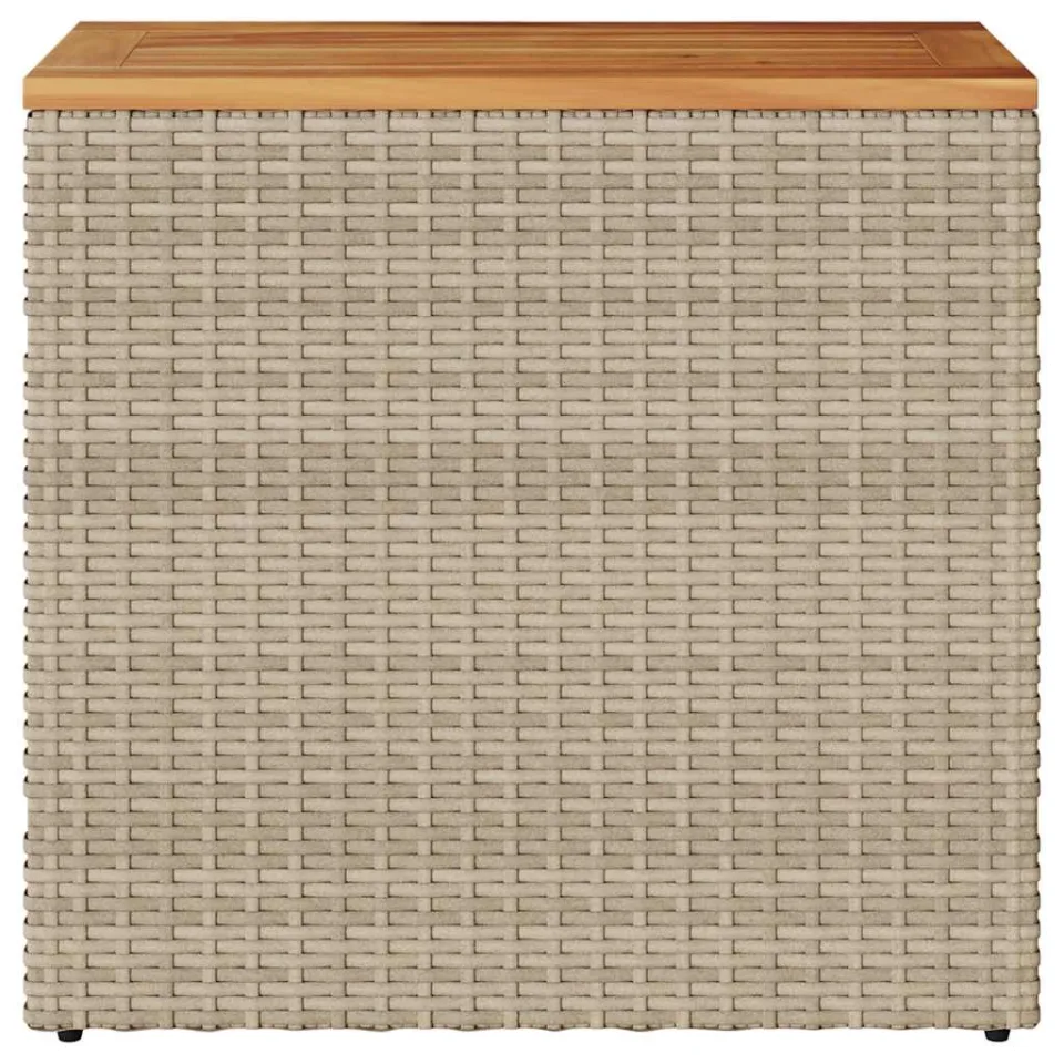 vidaXL Tuinbijzettafel met houten blad 58x27,5x55 cm poly rattan beige
