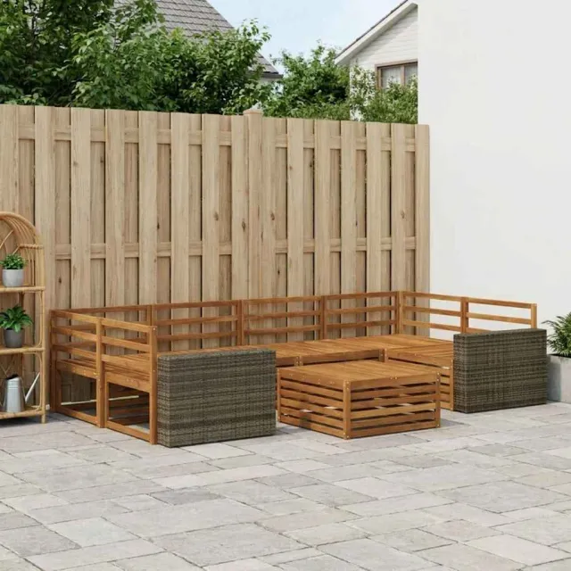 vidaXL Buiten bankenset 7 st 6-zits Naturel Massief Acaciahout
