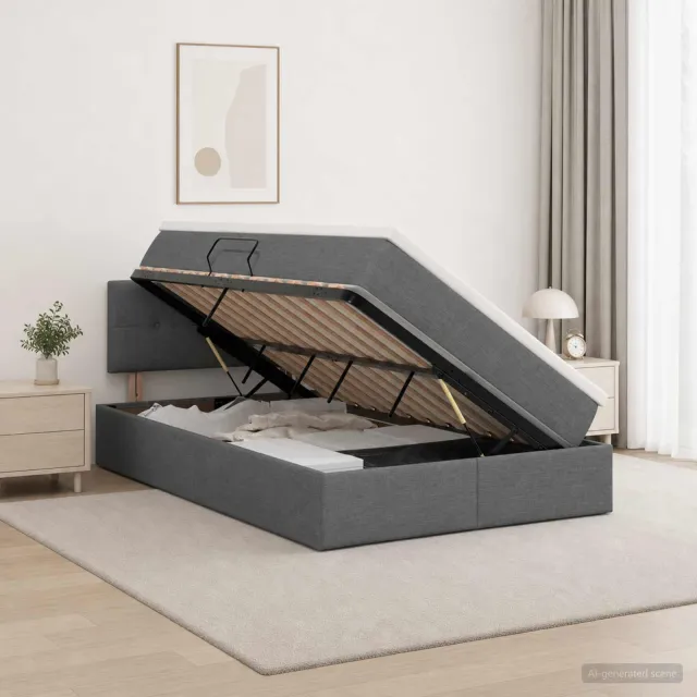 vidaXL Opbergbed met matras Donkergrijs 120 x 200 cm fluweel