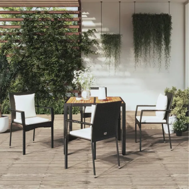 vidaXL 5-delige Tuinset met kussens poly rattan zwart, foto 2