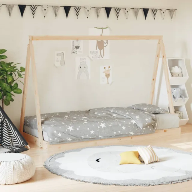 vidaXL Kinderbedframe 90x200 cm massief grenenhout bruin, foto 2