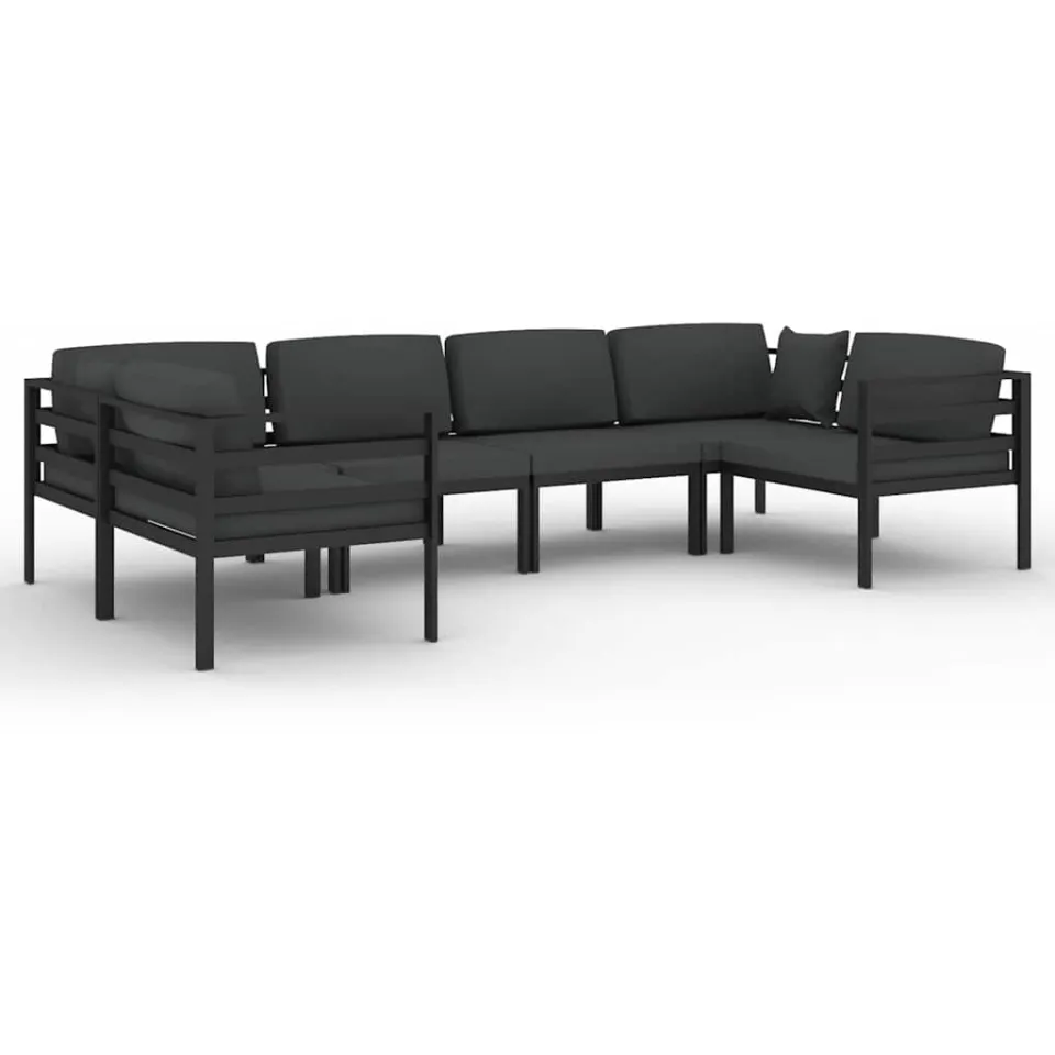 vidaXL 6-delige Loungeset met kussens aluminium antracietkleurig, foto 3
