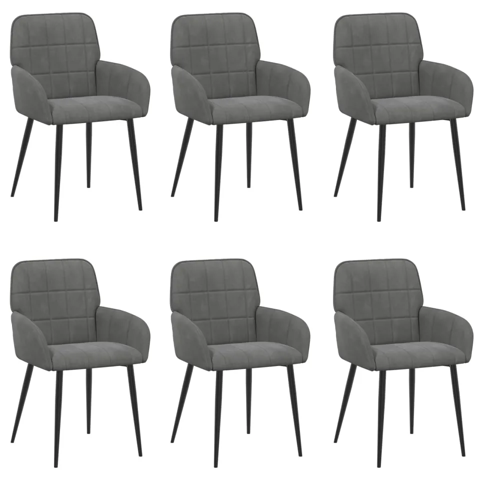 vidaXL Eettafelstoelen 6 st fluweel Donkergrijs 56.5 x 50 x 85 cm, foto 3