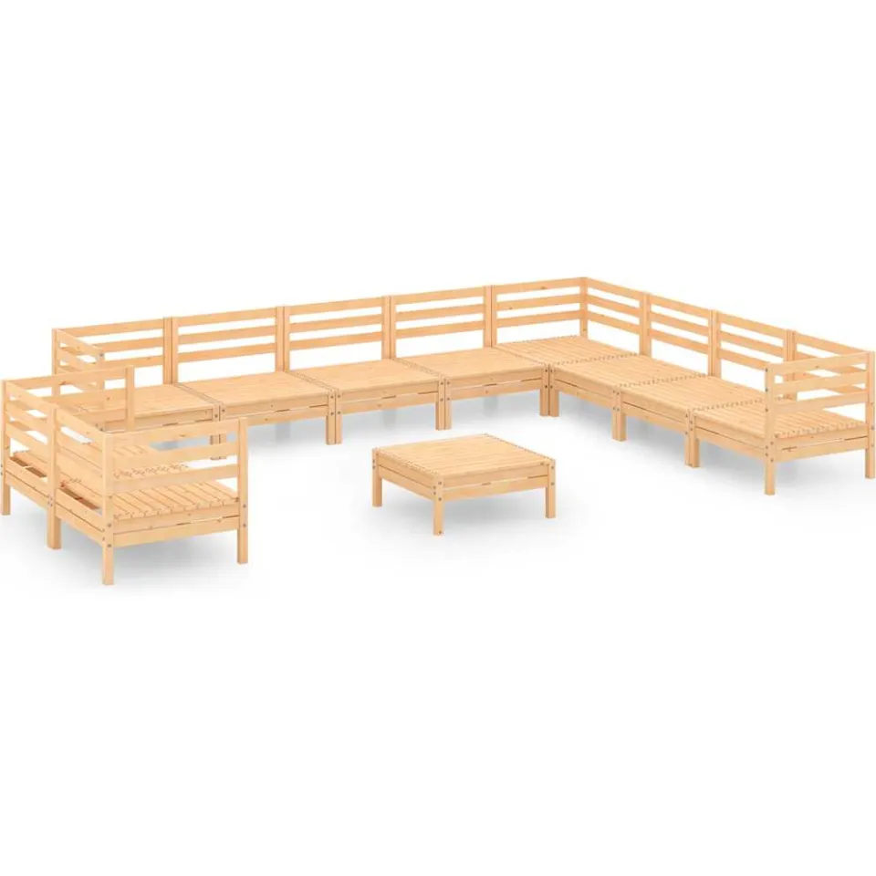 vidaXL 11-delige Loungeset massief grenenhout bruin, foto 3