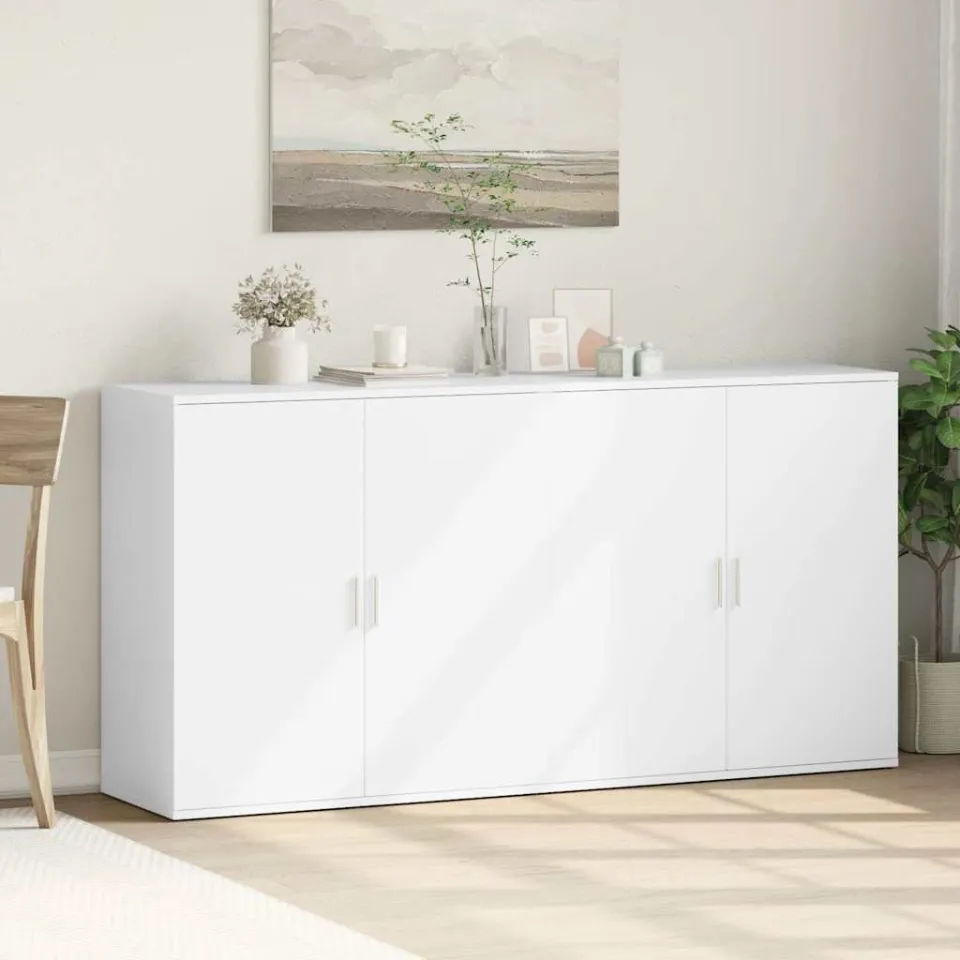 vidaXL Dressoirs 2 st 79x38x80 cm bewerkt hout wit, foto 3