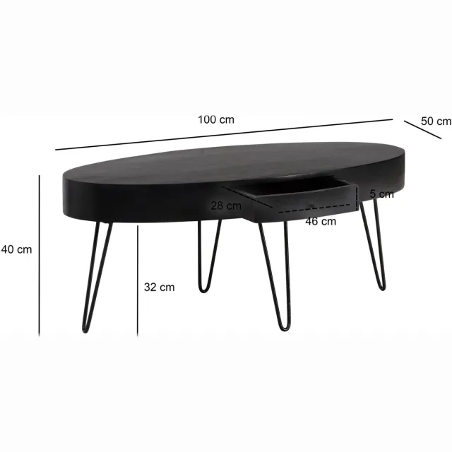 Wohnling Salontafel mangohout 100x50 cm - WL6.837 Zie omschrijving