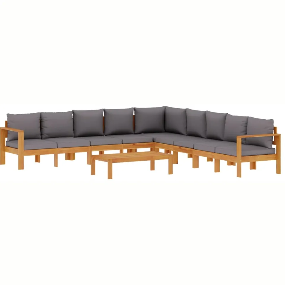 vidaXL 6-delige Loungeset met kussens massief acaciahout Grijs