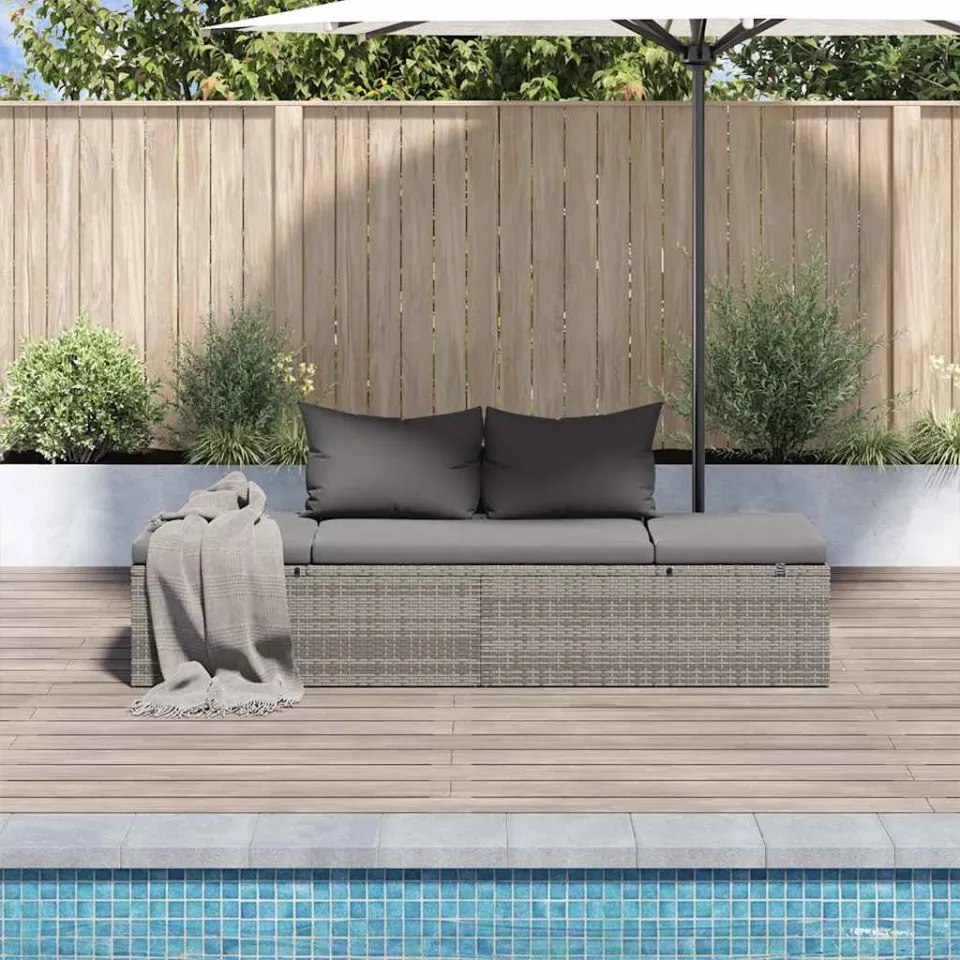 vidaXL Tuinbed 195x60 cm poly rattan grijs, foto 3