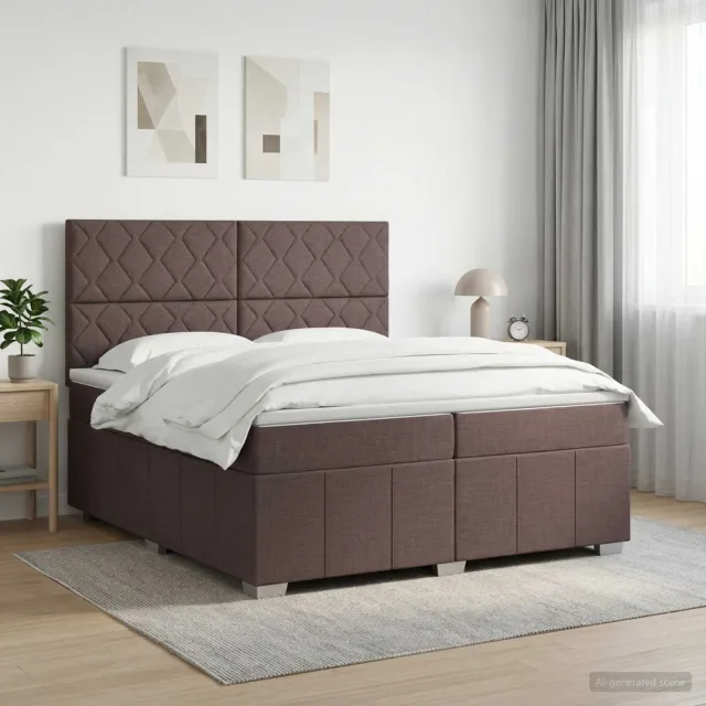 vidaXL Boxspringbed met matras Donkerbruin 200 x 200 cm Stof