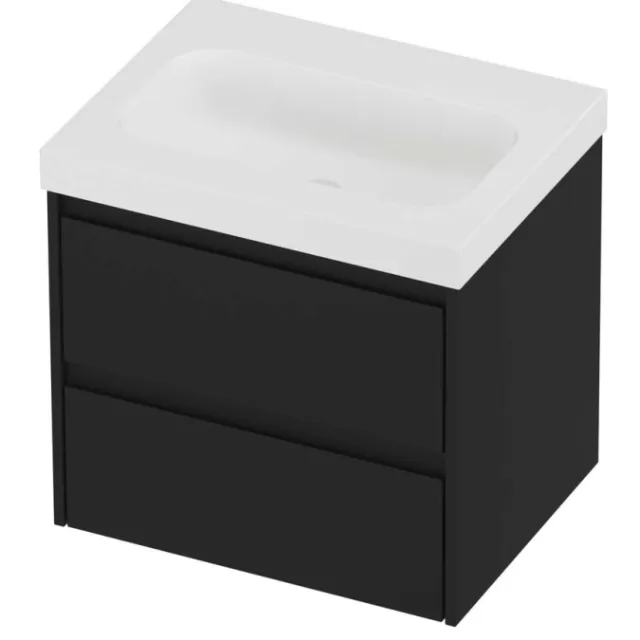 Proline Haga Badmeubelset Polystone Mezza 60x46x58 cm Mat White Mat Zwart