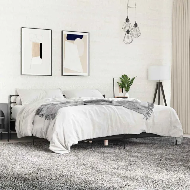 vidaXL Bedframe bewerkt hout metaal zwart 200x200 cm