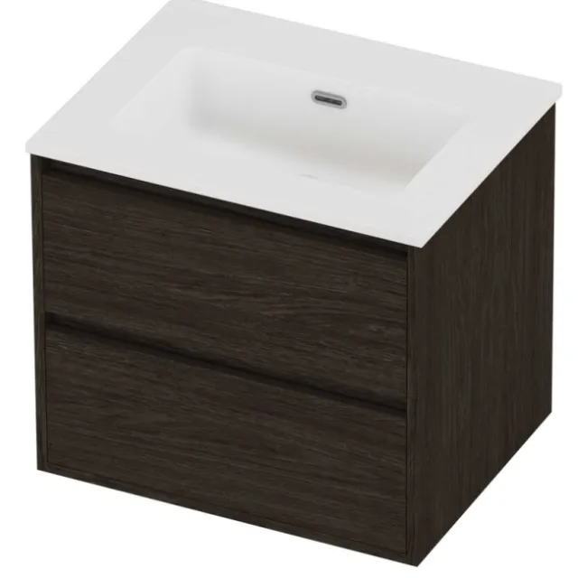 Proline Tribute Badmeubelset Porselein Elegant 60x46x54 cm Mat White Mokka Oak Eiken