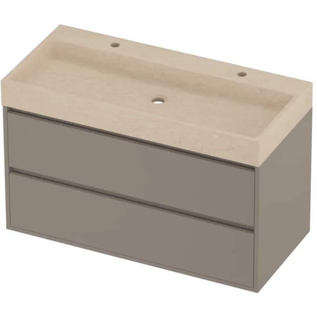 Proline Evoli Badmeubelset Hardsteen Loft 2 Gaten 100x46x62 cm Sand Stone Clay Beige