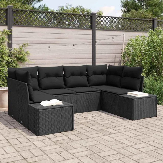 vidaXL Tuin Sofa Set 6 st Zwart poly rattan, foto 2