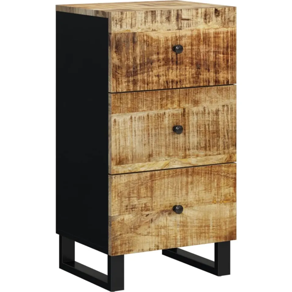 vidaXL Dressoir met 3 lades 40x33,5x75 cm massief mangohout bruin, foto 3