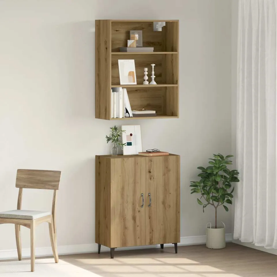 vidaXL Dressoir met wandkast bewerkt hout artisanaal eikenkleur, foto 2