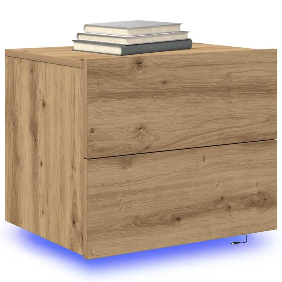 vidaXL Nachtkastje Artisan Eiken 50 x 39 x 41 cm Bewerkt hout, foto 2