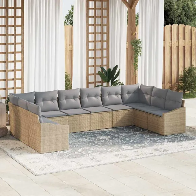 vidaXL Bankstel 10 st Beige poly rattan, foto 2