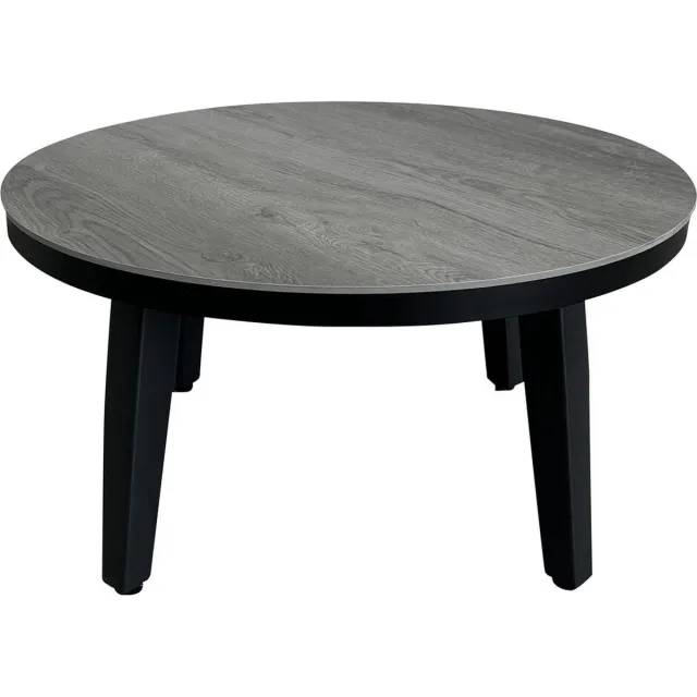 Normin Ronde bijzettafel Mykonos ø90cm | Grey/Black | Kunststof & aluminiumn Black, Grey