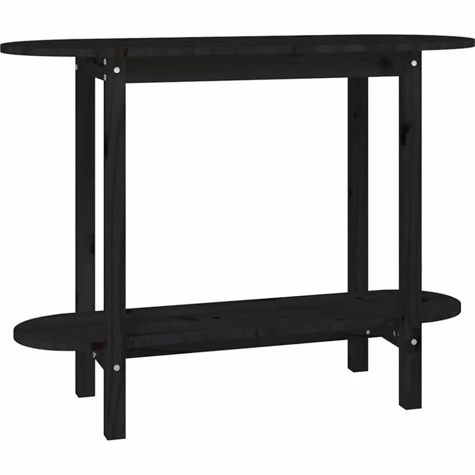 vidaXL Wandtafel 110x40x80 cm massief grenenhout zwart