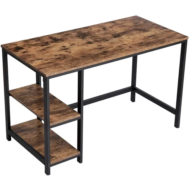 MrMarketplace Bureau - Computertafel met 2 planken - Industrieel - Bruin - 120 x 75 x 60 cm