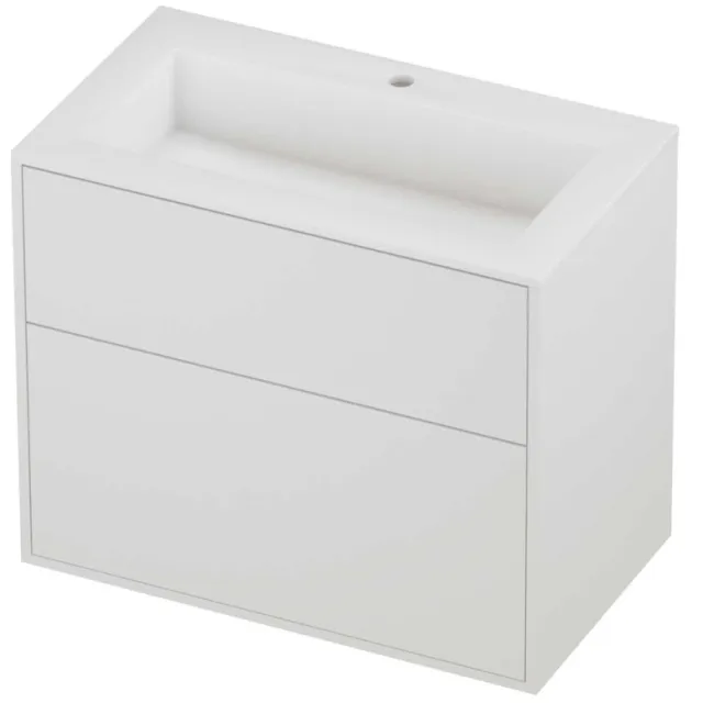 Proline Aristo Badmeubelset Polystone Elegant 1 Kraangat Voor Grepen 80x46x67 cm Mat Wit Mat White