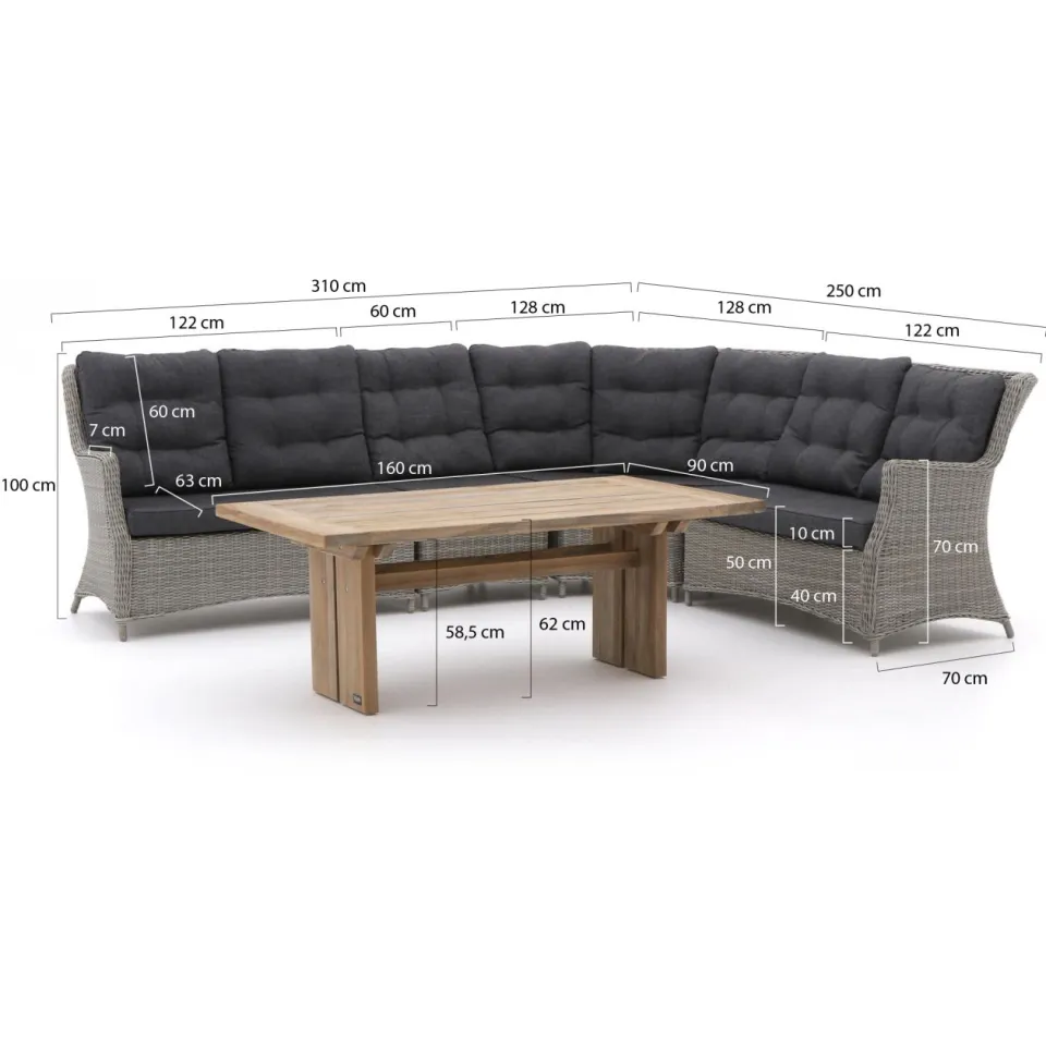 Intenso Furniture Intenso Milano/ROUGH-L dining loungeset 5-delig grijs, foto 2