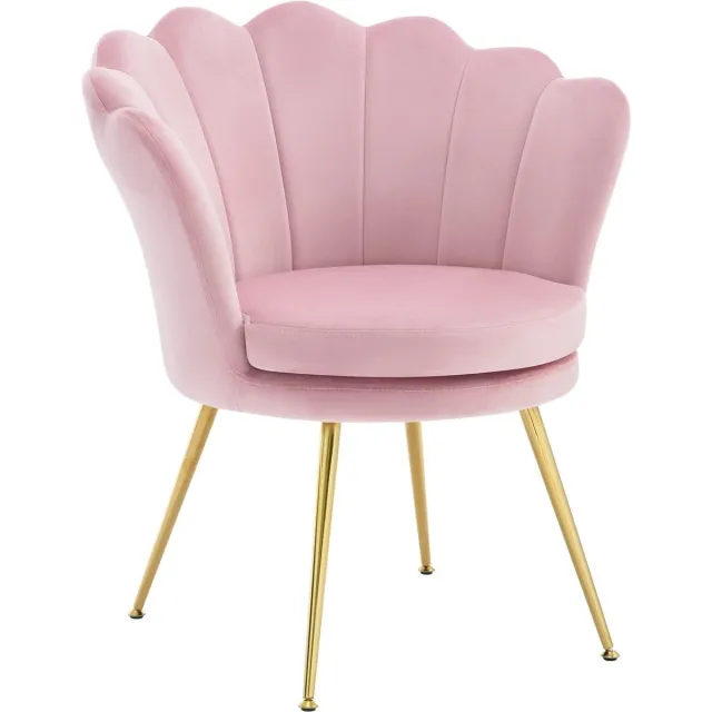 Klarven Loungestoel Roze - Velours Loungestoel - Loungestoel Binnen - Loungestoel Slaapkamer - Loungestoelen - Lounge Chair - Zacht velours, stevige metalen poten - Verstelbare voetdoppen, draagvermogen 150 kg - B68xd62xh75cm