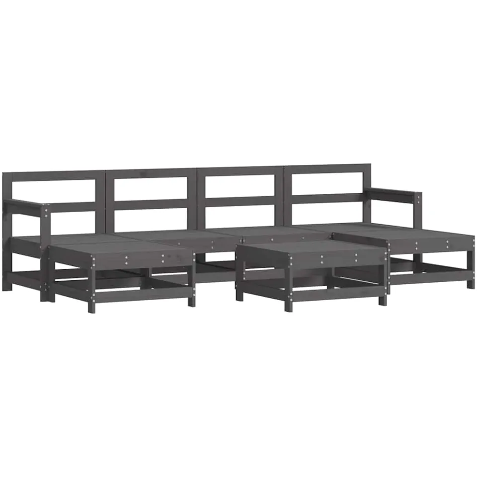 vidaXL 7-delige Loungeset met kussens massief hout grijs