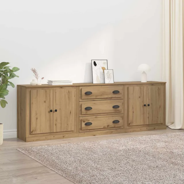 vidaXL Dressoirs 3 st Artisanaal eiken 210 x 35,5 x 67,5 cm, foto 2