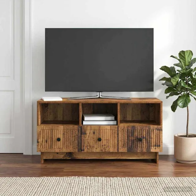 vidaXL TV-kast met lade Oud hout 102 x 34,5 x 50 cm Bewerkt hout bruin, foto 2