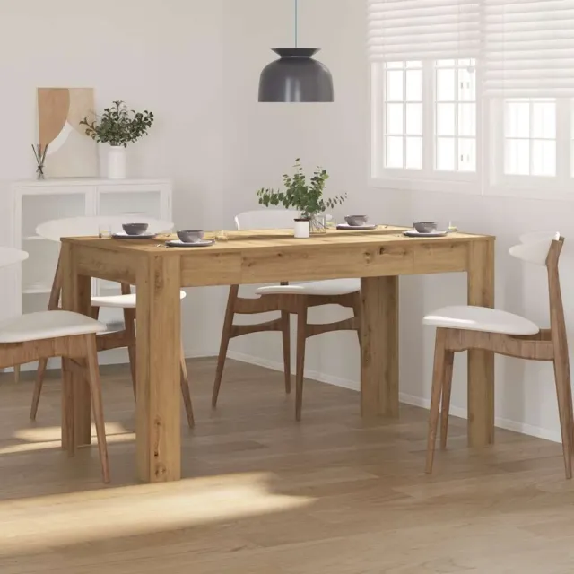 vidaXL Eettafel 140x74,5x76 cm bewerkt hout artisanaal eikenkleurig Bruin