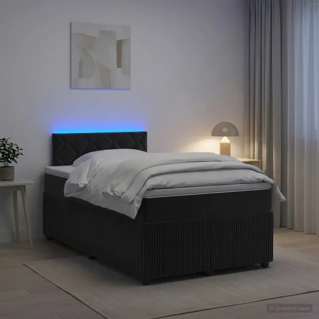 vidaXL Boxspringbed met matras Zwart 120 x 200 cm Fluweel